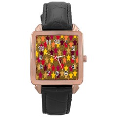 Abstract-flower Gold Rose Gold Leather Watch  by nateshop