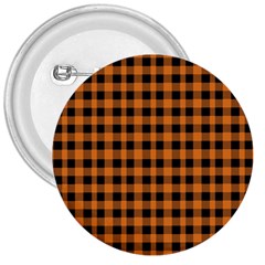 Orange Black Small Plaids 3  Buttons by ConteMonfrey