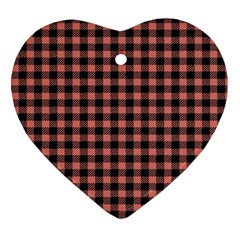 Straight Black Pink Small Plaids  Ornament (heart) by ConteMonfrey