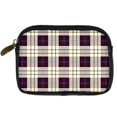 Purple, Blue And White Plaids Digital Camera Leather Case by ConteMonfrey