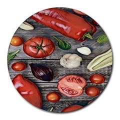 Bell Peppers & Tomatoes Round Mousepads by ConteMonfrey