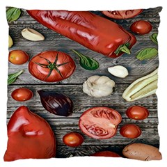 Bell Peppers & Tomatoes Large Flano Cushion Case (one Side) by ConteMonfrey