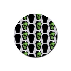 Coffins And Skulls - Modern Halloween Decor  Rubber Coaster (round) by ConteMonfrey