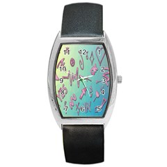 Pink Yes Bacground Barrel Style Metal Watch