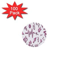 Pink 1  Mini Buttons (100 Pack)  by nateshop