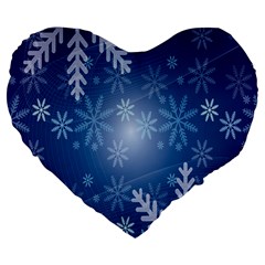 Snowflakes Large 19  Premium Heart Shape Cushions by nateshop