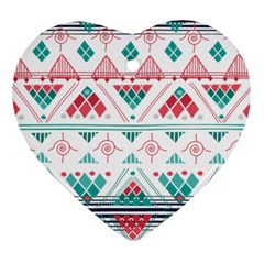 Aztec Ethnic Seamless Pattern Heart Ornament (two Sides) by Jancukart