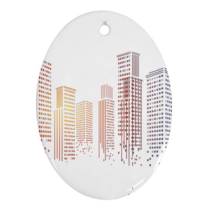 Buildings, Building City Building Condominium Skyscraper Ornament (Oval)
