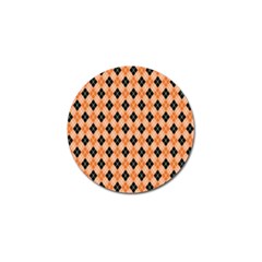 Halloween Inspired Black Orange Diagonal Plaids Golf Ball Marker by ConteMonfrey