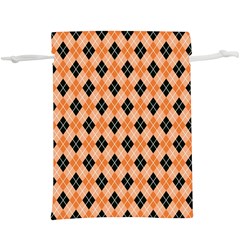 Halloween Inspired Black Orange Diagonal Plaids  Lightweight Drawstring Pouch (xl) by ConteMonfrey