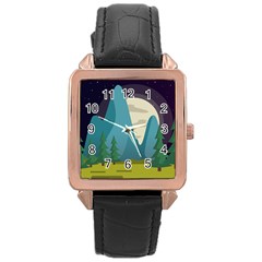 Nature Summer Season Rose Gold Leather Watch 