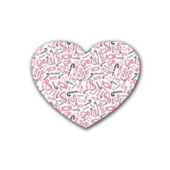 Candy Pink Black-cute Sweat Rubber Coaster (heart)