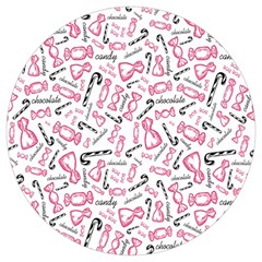 Candy Pink Black-cute Sweat Round Trivet by Ravend