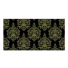 Black And Green Ornament Damask Vintage Satin Shawl 45  X 80  by ConteMonfrey