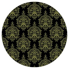 Black And Green Ornament Damask Vintage Round Trivet by ConteMonfrey