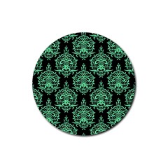 Black And Neon Ornament Damask Vintage Rubber Coaster (round) by ConteMonfrey