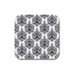 Black And White Ornament Damask Vintage Rubber Square Coaster (4 Pack) by ConteMonfrey