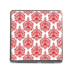 White And Red Ornament Damask Vintage Memory Card Reader (square 5 Slot) by ConteMonfrey