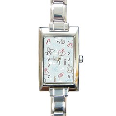 Winter Pattern Background Element Rectangle Italian Charm Watch by Ravend