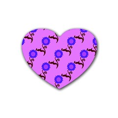 Illustration Flower Floral Design Pattern Rubber Coaster (heart)