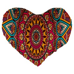 Buddhist Mandala Large 19  Premium Heart Shape Cushions by nateshop