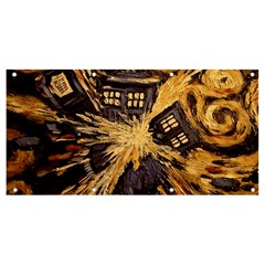 Brown And Black Abstract Painting Doctor Who Tardis Vincent Van Gogh Banner And Sign 8  X 4  by danenraven