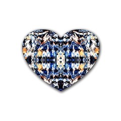 Cobalt Symmetry Rubber Heart Coaster (4 Pack) by kaleidomarblingart