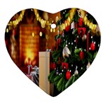 Christmas Tree And Presents Heart Ornament (Two Sides) Front