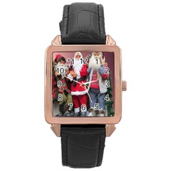 Santa On Christmas 1 Rose Gold Leather Watch  by artworkshop