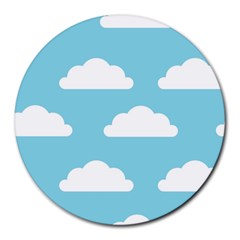 Clouds Blue Pattern Round Mousepads by ConteMonfrey