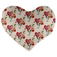 Key To The Heart Large 19  Premium Heart Shape Cushions by ConteMonfrey