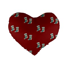 Christmas-stockings Standard 16  Premium Flano Heart Shape Cushions by nateshop