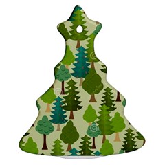 Seamless-forest-pattern-cartoon-tree Christmas Tree Ornament (two Sides) by nateshop