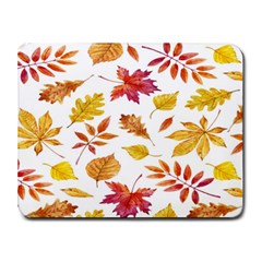 Watercolor-autumn-leaves-pattern-vector Small Mousepad by nateshop