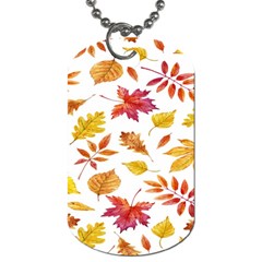 Watercolor-autumn-leaves-pattern-vector Dog Tag (one Side) by nateshop