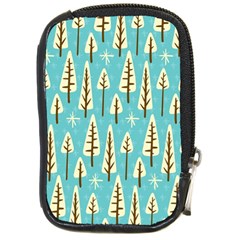 Vector-white-cartoon-trees-pattern Compact Camera Leather Case by nateshop