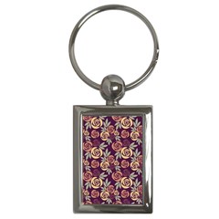Illustration Flower Floral Nature Pattern Background Key Chain (rectangle) by Ravend