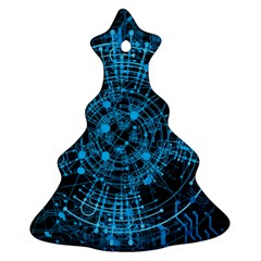 Network Circuit Board Trace Christmas Tree Ornament (two Sides) by Ravend