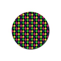 Colorful Mini Hearts Rubber Coaster (round) by ConteMonfrey