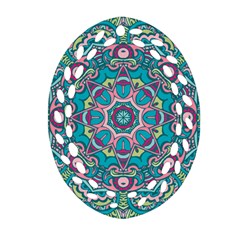 Green, Blue And Pink Mandala  Oval Filigree Ornament (two Sides) by ConteMonfrey