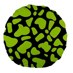 Neon Green Cow Spots Large 18  Premium Flano Round Cushions by ConteMonfrey