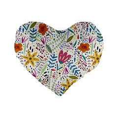 Flowers Standard 16  Premium Flano Heart Shape Cushions by nateshop