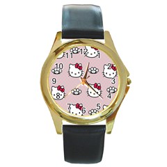 Hello Kitty Round Gold Metal Watch by nateshop