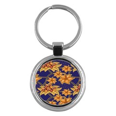 Seamless-pattern Floral Batik-vector Key Chain (round) by nateshop