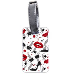 Red Lips Black Heels Pattern Luggage Tag (two Sides) by Jancukart