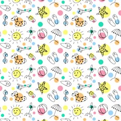Summer Pattern Colorful Drawing Doodle Play Mat (rectangle) by danenraven