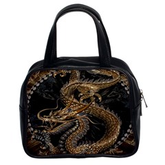 Gold And Silver Dragon Illustration Chinese Dragon Animal Classic Handbag (two Sides) by danenraven