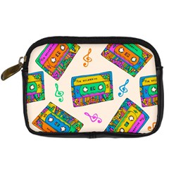 Seamless Pattern With Colorful Cassettes Hippie Style Doodle Musical Texture Wrapping Fabric Vector Digital Camera Leather Case by Ravend