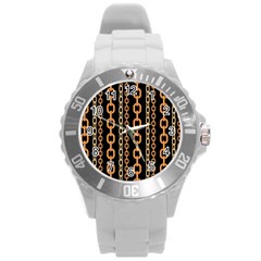 Gold Chain Jewelry Seamless Pattern Round Plastic Sport Watch (l)