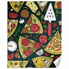 Vector Seamless Pizza Slice Pattern Hand Drawn Pizza Illustration Great Pizzeria Menu Background Canvas 11  X 14  by Ravend